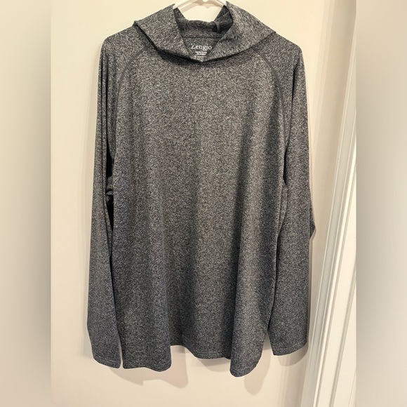 Zengjo Men’s Lightweight Active‎ Workout Hoodie XXL Grey Polyester Spandex Blend - Picture 1 of 4